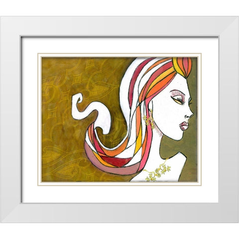 Rainbow Hair White Modern Wood Framed Art Print with Double Matting by Goddess, Jami