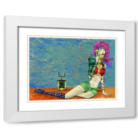 Telephone White Modern Wood Framed Art Print with Double Matting by Goddess, Jami