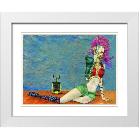 Telephone White Modern Wood Framed Art Print with Double Matting by Goddess, Jami