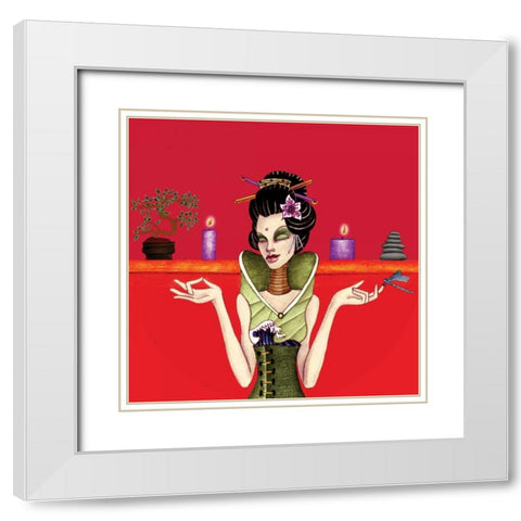 Zen Mistress White Modern Wood Framed Art Print with Double Matting by Goddess, Jami
