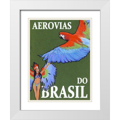 Aerovias do Brasil White Modern Wood Framed Art Print with Double Matting by Got, Jean Pierre