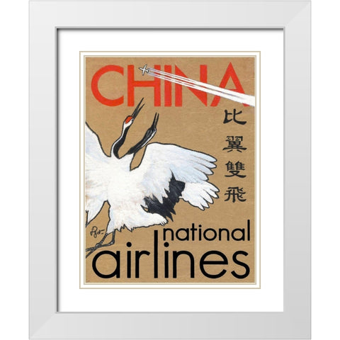 China National Airlines White Modern Wood Framed Art Print with Double Matting by Got, Jean Pierre