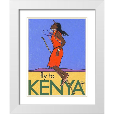 Fly to Kenya White Modern Wood Framed Art Print with Double Matting by Got, Jean Pierre