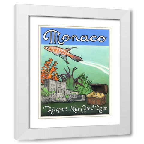 Monaco Travel Poster White Modern Wood Framed Art Print with Double Matting by Got, Jean Pierre