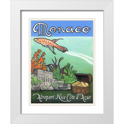 Monaco Travel Poster White Modern Wood Framed Art Print with Double Matting by Got, Jean Pierre