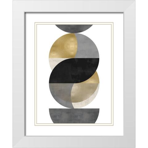 Layered I White Modern Wood Framed Art Print with Double Matting by Thompson, Justin