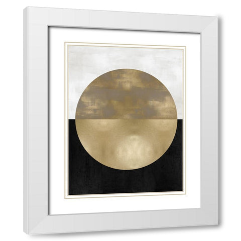 Gold Sphere White Modern Wood Framed Art Print with Double Matting by Thompson, Justin