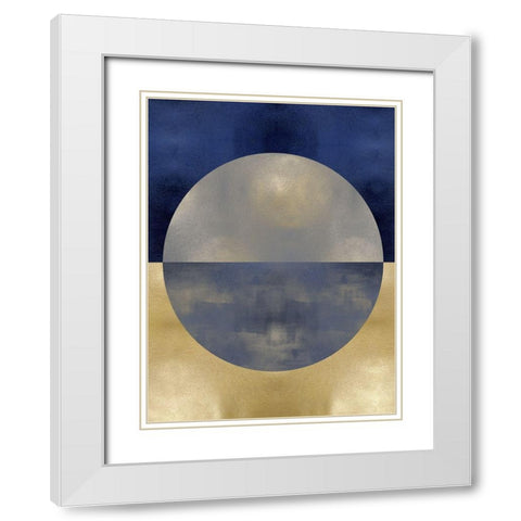 Blue Sphere I White Modern Wood Framed Art Print with Double Matting by Thompson, Justin
