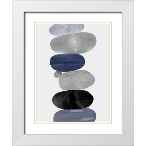 Emerge Blue II White Modern Wood Framed Art Print with Double Matting by Thompson, Justin