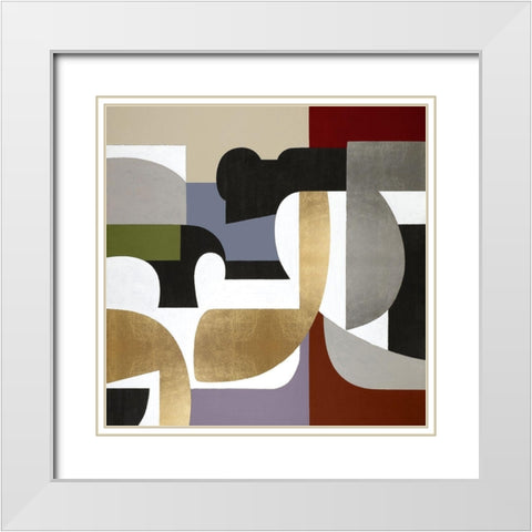 Converging I White Modern Wood Framed Art Print with Double Matting by Thompson, Justin