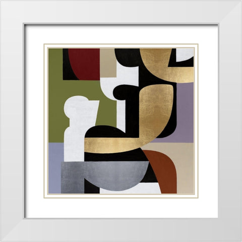 Converging II White Modern Wood Framed Art Print with Double Matting by Thompson, Justin