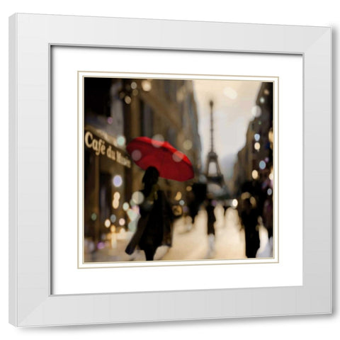 A Paris Stroll White Modern Wood Framed Art Print with Double Matting by Carrigan, Kate