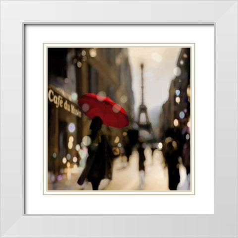 A Paris Stroll White Modern Wood Framed Art Print with Double Matting by Carrigan, Kate