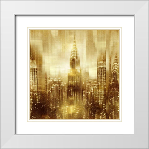 NYC - Reflections in Gold I White Modern Wood Framed Art Print with Double Matting by Carrigan, Kate