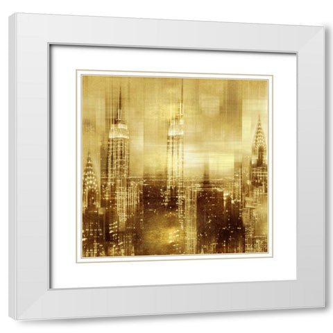 NYC - Reflections in Gold II White Modern Wood Framed Art Print with Double Matting by Carrigan, Kate