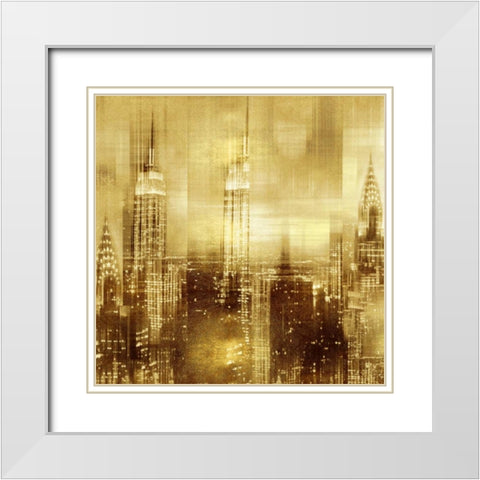NYC - Reflections in Gold II White Modern Wood Framed Art Print with Double Matting by Carrigan, Kate