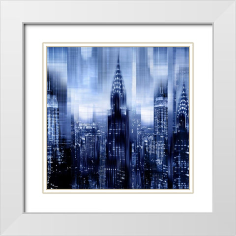NYC - Reflections in Blue I White Modern Wood Framed Art Print with Double Matting by Carrigan, Kate