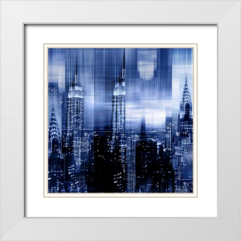NYC - Reflections in Blue II White Modern Wood Framed Art Print with Double Matting by Carrigan, Kate