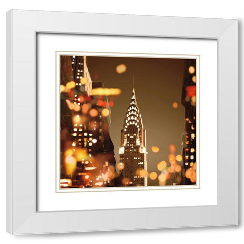 City Lights-New York White Modern Wood Framed Art Print with Double Matting by Carrigan, Kate