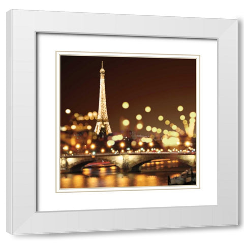 City Lights-Paris White Modern Wood Framed Art Print with Double Matting by Carrigan, Kate