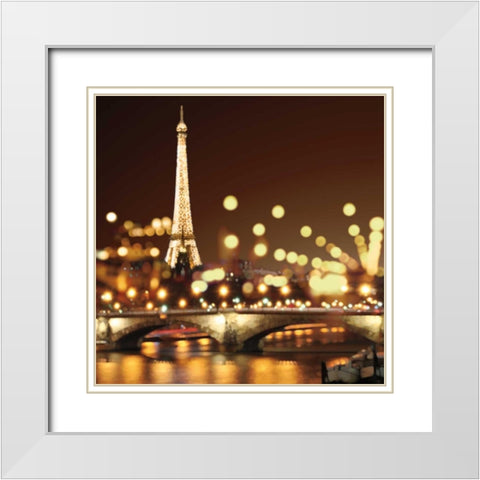 City Lights-Paris White Modern Wood Framed Art Print with Double Matting by Carrigan, Kate
