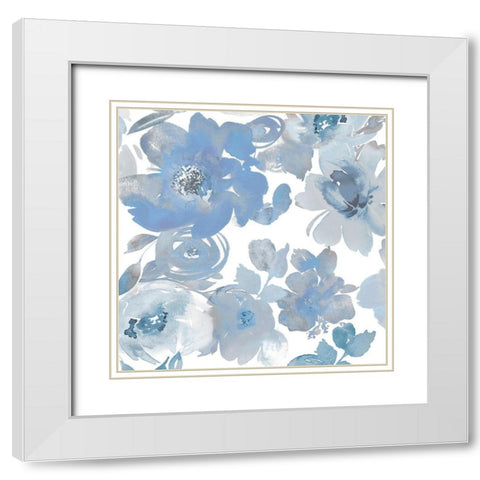 Springtime Blue and Silver I White Modern Wood Framed Art Print with Double Matting by Morris, Kelsey