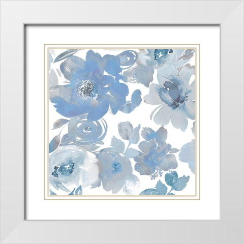 Springtime Blue and Silver I White Modern Wood Framed Art Print with Double Matting by Morris, Kelsey