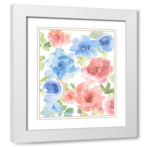 Springtime Floral II White Modern Wood Framed Art Print with Double Matting by Morris, Kelsey