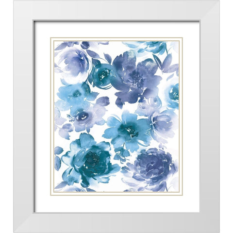 Springtime Indigo and Teal White Modern Wood Framed Art Print with Double Matting by Morris, Kelsey