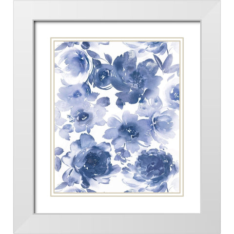 Springtime Indigo I White Modern Wood Framed Art Print with Double Matting by Morris, Kelsey