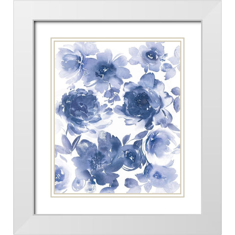 Springtime Indigo II White Modern Wood Framed Art Print with Double Matting by Morris, Kelsey