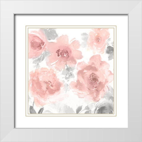 Springtime Pink Blush I White Modern Wood Framed Art Print with Double Matting by Morris, Kelsey