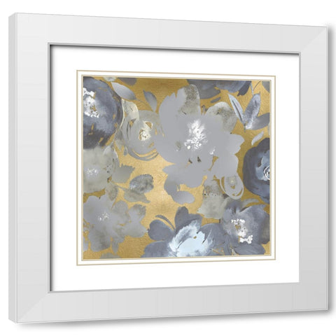 Springtime Silver on Gold I White Modern Wood Framed Art Print with Double Matting by Morris, Kelsey