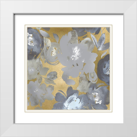 Springtime Silver on Gold I White Modern Wood Framed Art Print with Double Matting by Morris, Kelsey