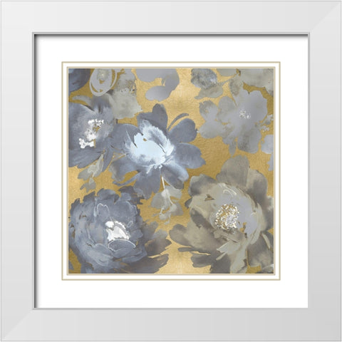 Springtime Silver on Gold II White Modern Wood Framed Art Print with Double Matting by Morris, Kelsey
