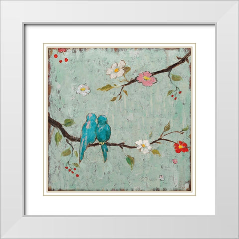 Love Birds IV White Modern Wood Framed Art Print with Double Matting by Frances, Katy