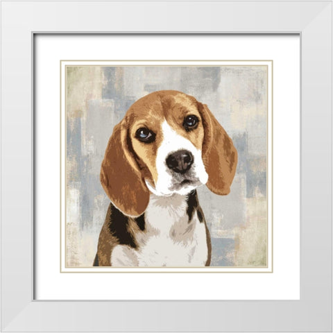 Beagle White Modern Wood Framed Art Print with Double Matting by Rodgers, Keri