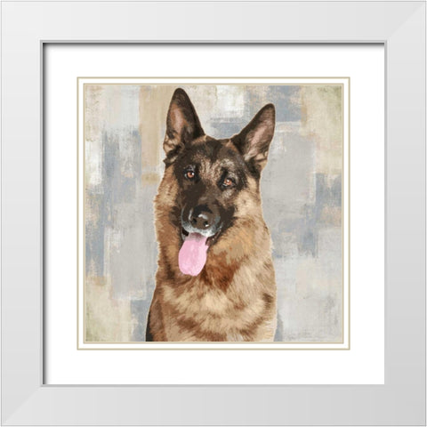 German Shepherd White Modern Wood Framed Art Print with Double Matting by Rodgers, Keri