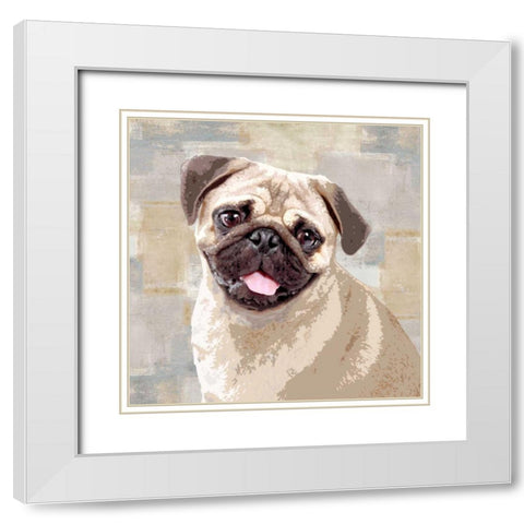 Pug White Modern Wood Framed Art Print with Double Matting by Rodgers, Keri