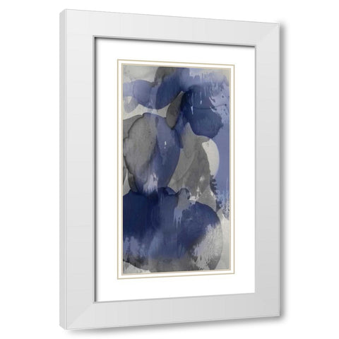 Cascade Indigo Triptych I White Modern Wood Framed Art Print with Double Matting by Jett, Kristina