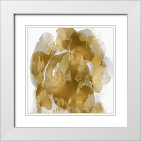 Gold Flow I White Modern Wood Framed Art Print with Double Matting by Jett, Kristina