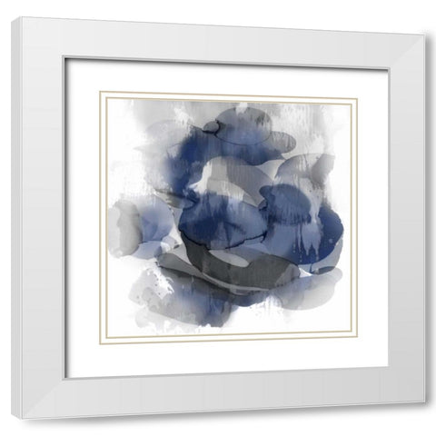 Indigo Flow II White Modern Wood Framed Art Print with Double Matting by Jett, Kristina
