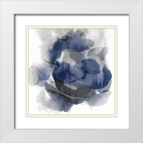 Indigo Flow II White Modern Wood Framed Art Print with Double Matting by Jett, Kristina