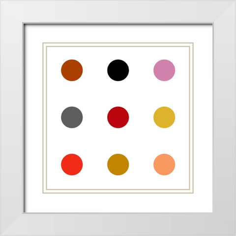 Circle Three Mix White Modern Wood Framed Art Print with Double Matting by Langdon, Karl