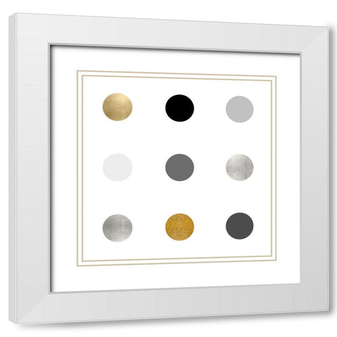 Circle Three Gold Silver White Modern Wood Framed Art Print with Double Matting by Langdon, Karl