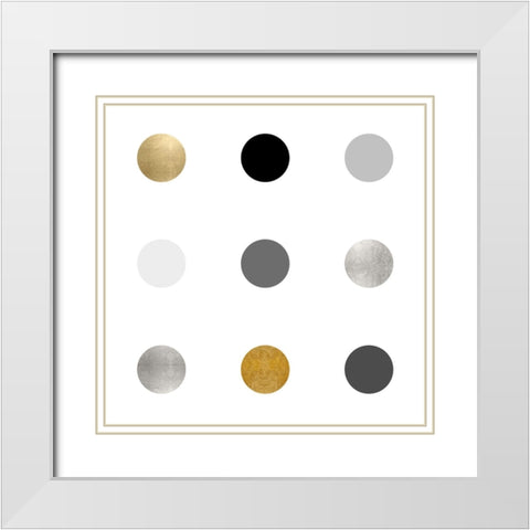Circle Three Gold Silver White Modern Wood Framed Art Print with Double Matting by Langdon, Karl