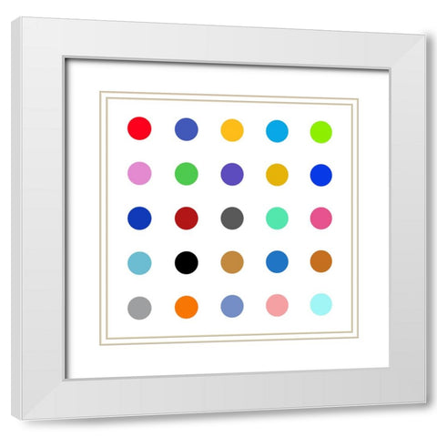 Circle Five Multicolor White Modern Wood Framed Art Print with Double Matting by Langdon, Karl