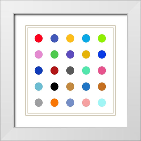 Circle Five Multicolor White Modern Wood Framed Art Print with Double Matting by Langdon, Karl