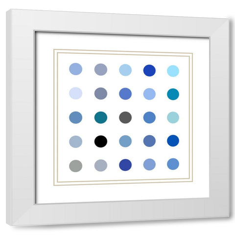 Circle Five Blue White Modern Wood Framed Art Print with Double Matting by Langdon, Karl