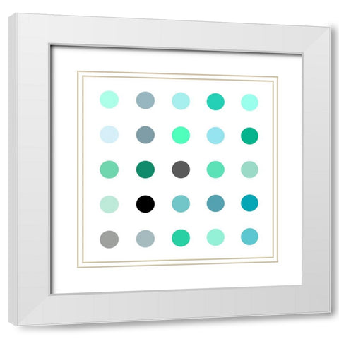 Circle Five Green White Modern Wood Framed Art Print with Double Matting by Langdon, Karl
